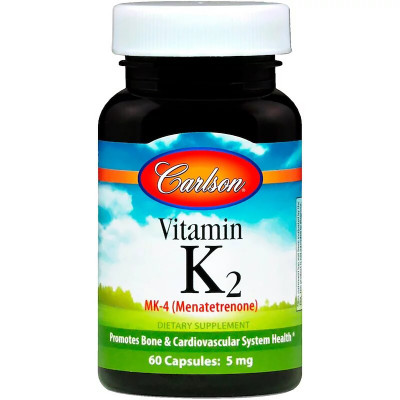 Вітамін К2 Carlson MK-4 Менатетренон Labs Vitamin K2 Menatetrenone 5 мг 60 капсул (CL1000)