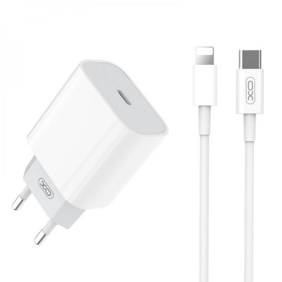 Зарядний пристрій XO L77 20W Type C Power Adapter для телефонів Apple + кабель Lightning