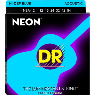 Струни для акустичної гітари DR NBA-12 Hi-Def Neon Blue K3 Coated Medium Acoustic Guitar Strings 12/54