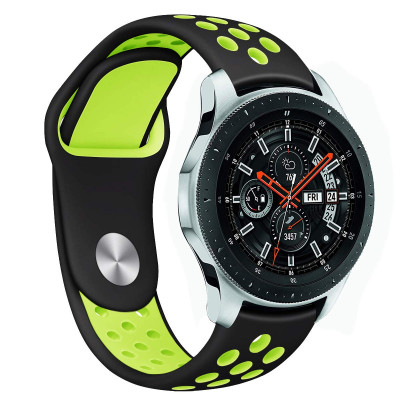 Ремінець BeWatch sport-style для Samsung Galaxy Watch 46 мм Чорно-Салатовий (1020116)