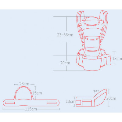 Хіпсит, Ерго-рюкзак, кенгуру перенесення Baby Carrier 6 в 1 Темно-Синій та Пушин кет з пончиком (n-1386)