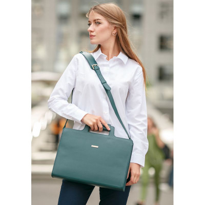 Жіноча шкіряна сумка для ноутбука та документів BlankNote 15 Dark Green (BN-BAG-36-malachite)