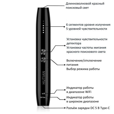 Детектор жучків та прихованих камер HUTIAN WT09 1 МГц – 6.5 ГГц (100076)