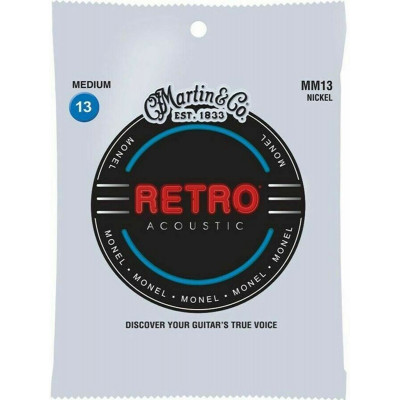 Струни для акустичної гітари 6 шт Martin MM13 Retro Acoustic Guitar Strings Medium 13/56