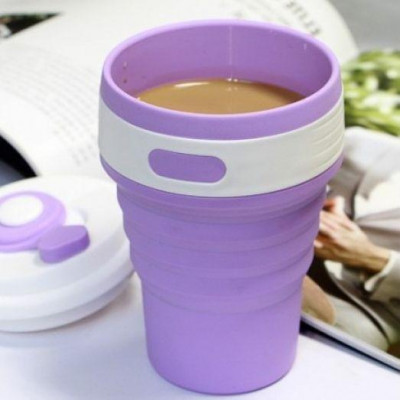 Складана склянка силіконова UKC Collapsible Coffee Cup 350 мл Бузок