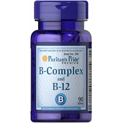 Вітаміни групи В, Puritan's Pride, Vitamin B-Complex та Vitamin B-12, 90 таблеток (30979)