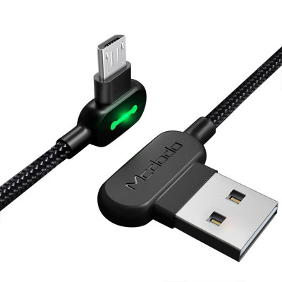 Кабель USB Micro USB Mcdodo з двостороннім USB роз'ємом LED індикацією 0.5 м Чорний (10065)