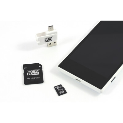 Карта пам'яті MicroSDXC 64GB UHS-I Class 10 GOODRAM + SD-adapter + OTG Card reader (M1A4-0640R12)