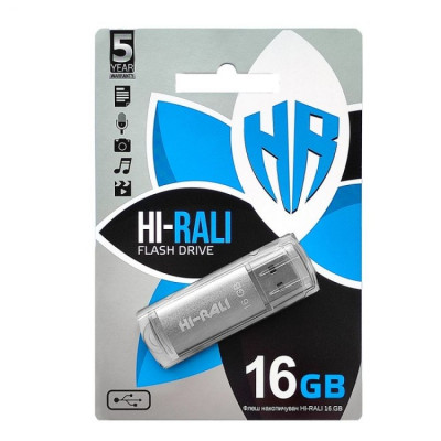 Флеш пам'ять Hi-Rali Rocket USB 2.0 16GB Steel