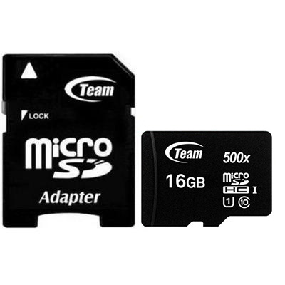 Карта пам'яті MicroSDHC 16GB UHS-I Class 10 Team Black + SD-adapter (TUSDH16GCL10U03)