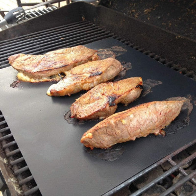 Комплект антипригарний килимок для BBQ Чорний та Лопатка з антипригарним покриттям Помаранчева (n-1224)