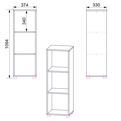 Шафа книжкова Компанит КШ-24 Яблуня 37,4х33х109,4 см