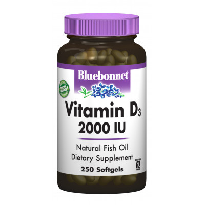 Вітамін D3 2000IU Bluebonnet Nutrition 250 желатинових капсул