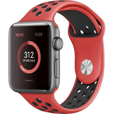 Ремінець Nike Band для Apple Watch 42/44mm силіконовий ARM Series 5 4 3 2 1 Red/Black