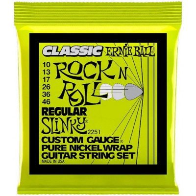 Струни для електрогітари 6 шт Ernie Ball 2251 Classic Pure Nickel Regular Slinky 10/46