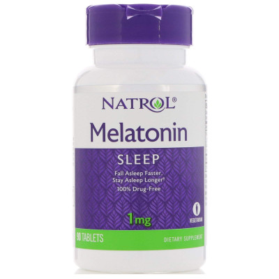 Мелатонін, Natrol, Melatonin, 1 мг, 90 таблеток (24656)