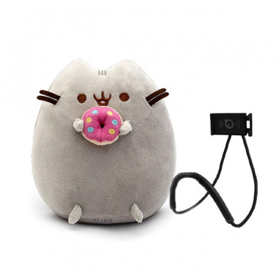 М'яка іграшка Pusheen cat з пончиком Сірий та тримач для мобільного (n-1047)