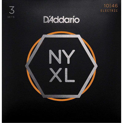 Струни для електрогітари 3 Sets D'Addario NYXL1046-3P Nickel Wound Regular Light Electric Guitar Strings 10/46