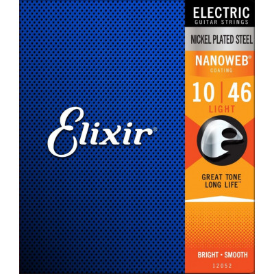 Струни для електрогітари 6 шт Elixir 12052 Nanoweb Nickel Plated Steel Light 10/46