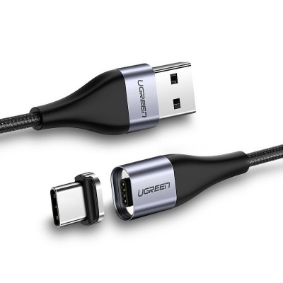 Магнітний кабель USB Type-C Ugreen для заряджання та передачі даних 1 м Чорний (60207+60210)