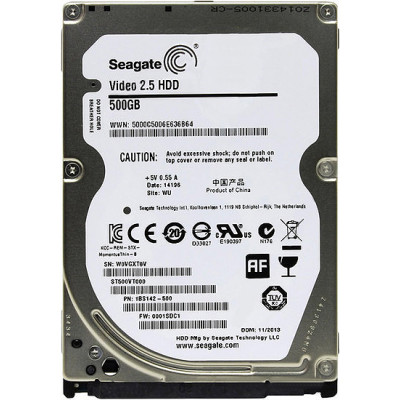 Накопичувач HDD 2.5" SATA 500Gb Seagate, 16Mb, 5400rpm, Video Refubrished (ST500VT000)