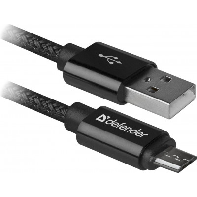 Кабель Defender USB08-03T PRO USB2.0, AM-MicroBM Black, 1m (87802) (6499806)