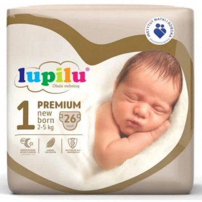 Підгузники Lupilu Premium New born Розмір 1, Вага 2-5 кг, 26 шт