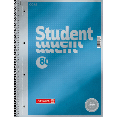 Зошит коледж-блок Brunnen А4 на спіралі в точку 80 аркушів 90 г/м2 блакитний металік (1067147)