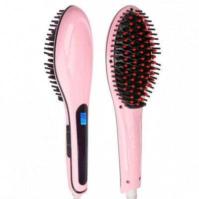 Гребінець-випрямляч Fast Hair Brush Straightener Dt-9903 Рожевий