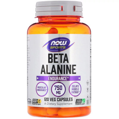 Бета-Аланін Now Foods Beta-Alanine 750 мг 120 вегетаріанських капсул (NF2008)