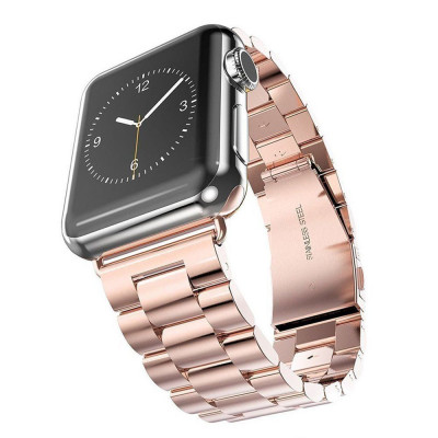 Ремінець Stainless Steel для Apple Watch 42/44mm металевий ARM Series 5 4 3 2 1 Rose Gold