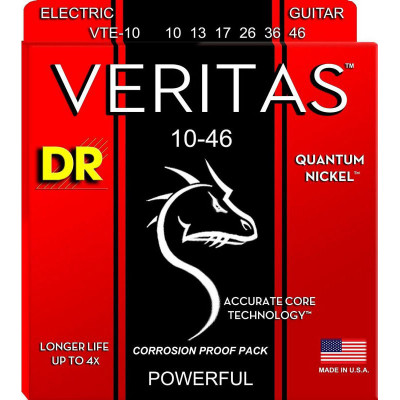 Струни для електрогітари 6 шт DR VTE-10 Veritas Quantum Nickel Electric 10/46