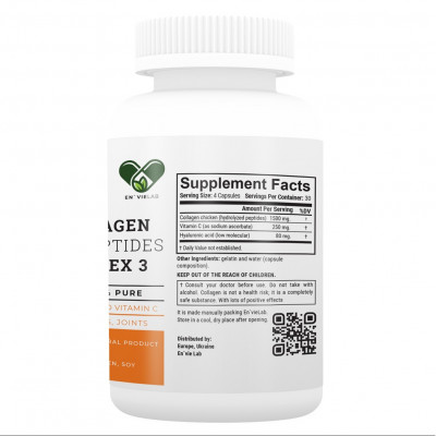 Колаген 2 типу з гіалуроновою кислотою та вітаміном С En`vie Lab COMPLEX 3 Chicken | 1830 мг. (120 капс)