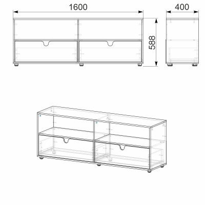 Тумба під ТВ МГ-7 Компаніт КОМБІ (160х40х58,8 см)