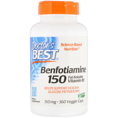 Бенфотіамін Benfotiamine 150 Doctor's Best 150 мг 120 капсул (DRB00129)