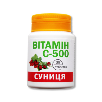 Вітамін С-500 Красота та Здоров'я зі смаком суниці таблетки 500 мг №30 Банка