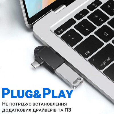 Подвійний OTG адаптер перехідник для смартфона/ноутбука Addap UC2A-02 Type-C+MicroUSB на USB 3.0 5 Гбіт/с