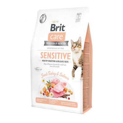 Корм для вибагливих кішок Brit Care Sensitive Healthy Digestion Delicate Taste 2кг з індичкою та лососем