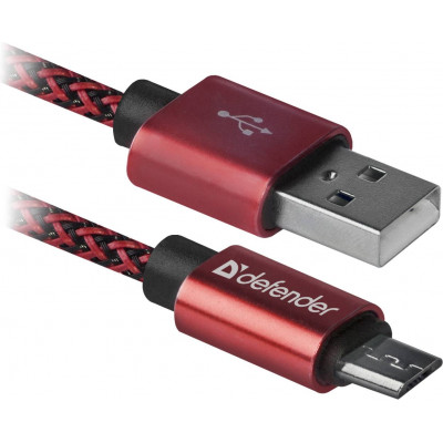 Кабель Defender USB08-03T USB(AM)-MicroBM 1.0m, Red (87801) (6488847)