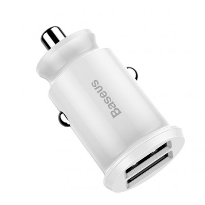 Автомобільний зарядний пристрій Baseus С8-K Grain Mini Smart Car Charger 3.1A 2хUSB White (651162372)