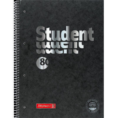 Зошит коледж-блок Brunnen А4 на спіралі в лінійку 80 аркушів 90 г/м2 обкладинка Чорний крафт (106782790)