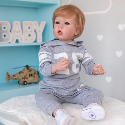 Силіконова колекційна лялька реборн велика Reborn Doll Хлопчик Мірон Висота 75 см (439)