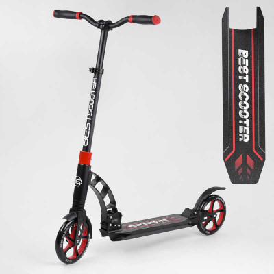 Самокат двоколісний Best Scooter з PU колесами та 2 амортизаторами Black/Red (100072)