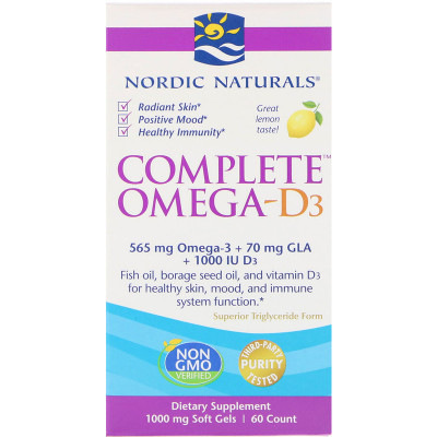 Комплекс Омега-D3 1000 мг Nordic Naturals Лимон 60 гелевих капсул