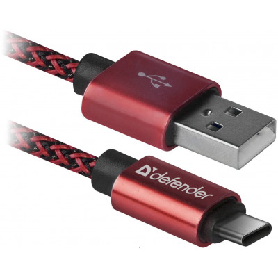 Кабель Defender USB09-03T PRO USB2.0, AM-Type-C Red, 1m (87813) (6499808)