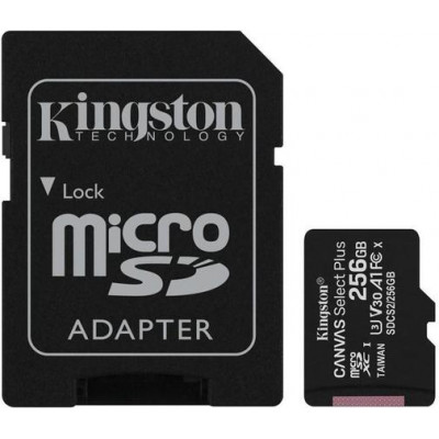 Карта пам'яті Kingston microSDHC 256GB Canvas Select + A1 (W100/W85) + адаптер SD (6519924)