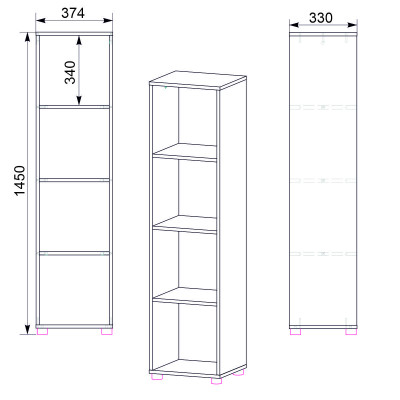 Шафа книжкова Компанит КШ-23 Дуб сонома 37,4х33х145 см