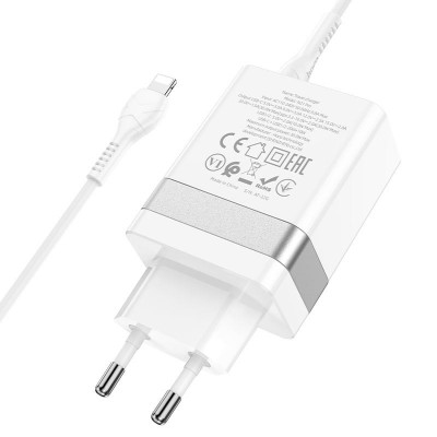 Зарядное устройство Hoco N21 Pro PD30W QC3.0 20W кабель Type C - Lightning Белый