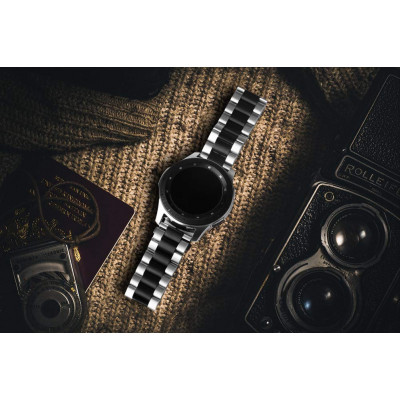 Ремінець BeWatch сталевий 22 мм Duo для Samsung Galaxy Watch 46 mm/Gear 3 Silver Black (1025411)