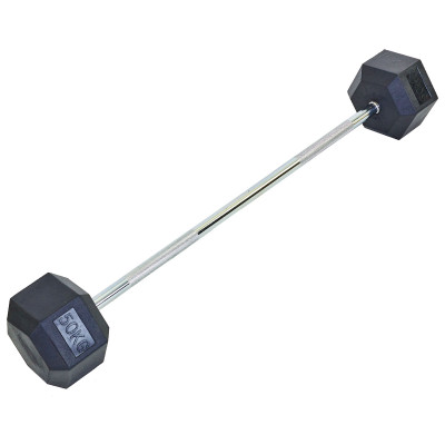 Штанга фіксована пряма гумова planeta-sport Rubber Hexagon Barbell 50кг Record TA-6230-50 l-95см